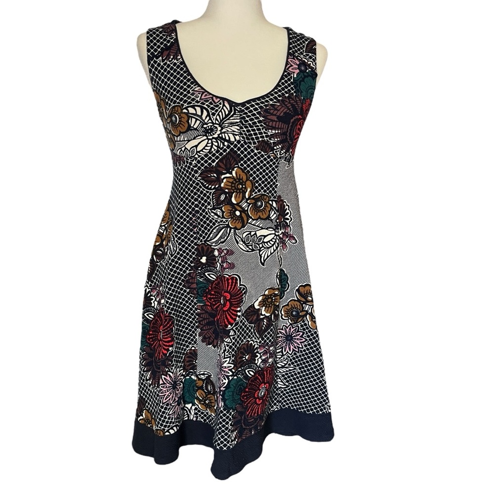 Anthropologie Maeve Fairchild Flared Floral Dress Retro Swing Dress XS